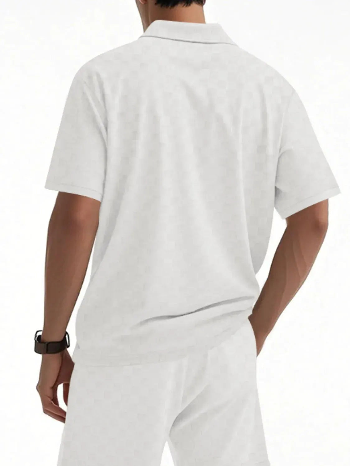 Men's Full Size Quarter Zip Short Sleeve Top and Shorts Set Plus Size by Trendsi