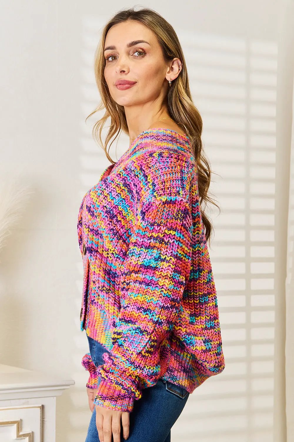 Angel Wings Woven Right V-Neck Long Sleeve Cardigan by Angel Wings
