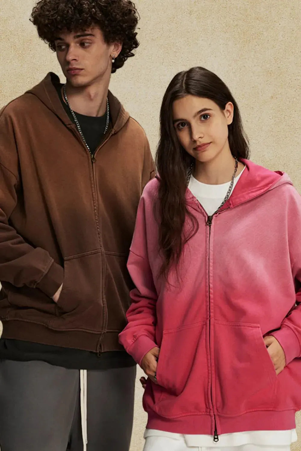 Men's Gradient Zip Up Drop Shoulder Hoodie by Partner Label