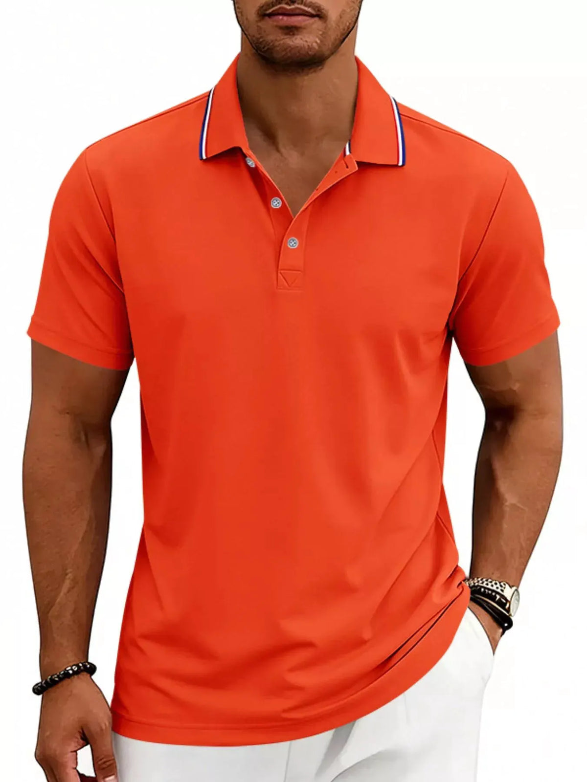 Men's Full Size Casual Button Detail Polo Plus Size by Trendsi