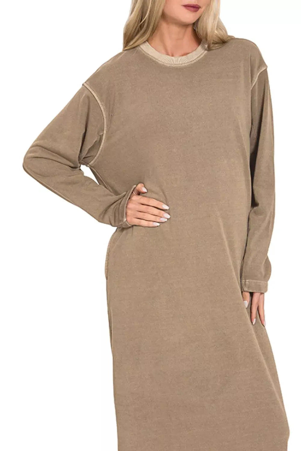 Zenana Soft Fleece Pigment Dye Sweatshirts Dress by Zenana