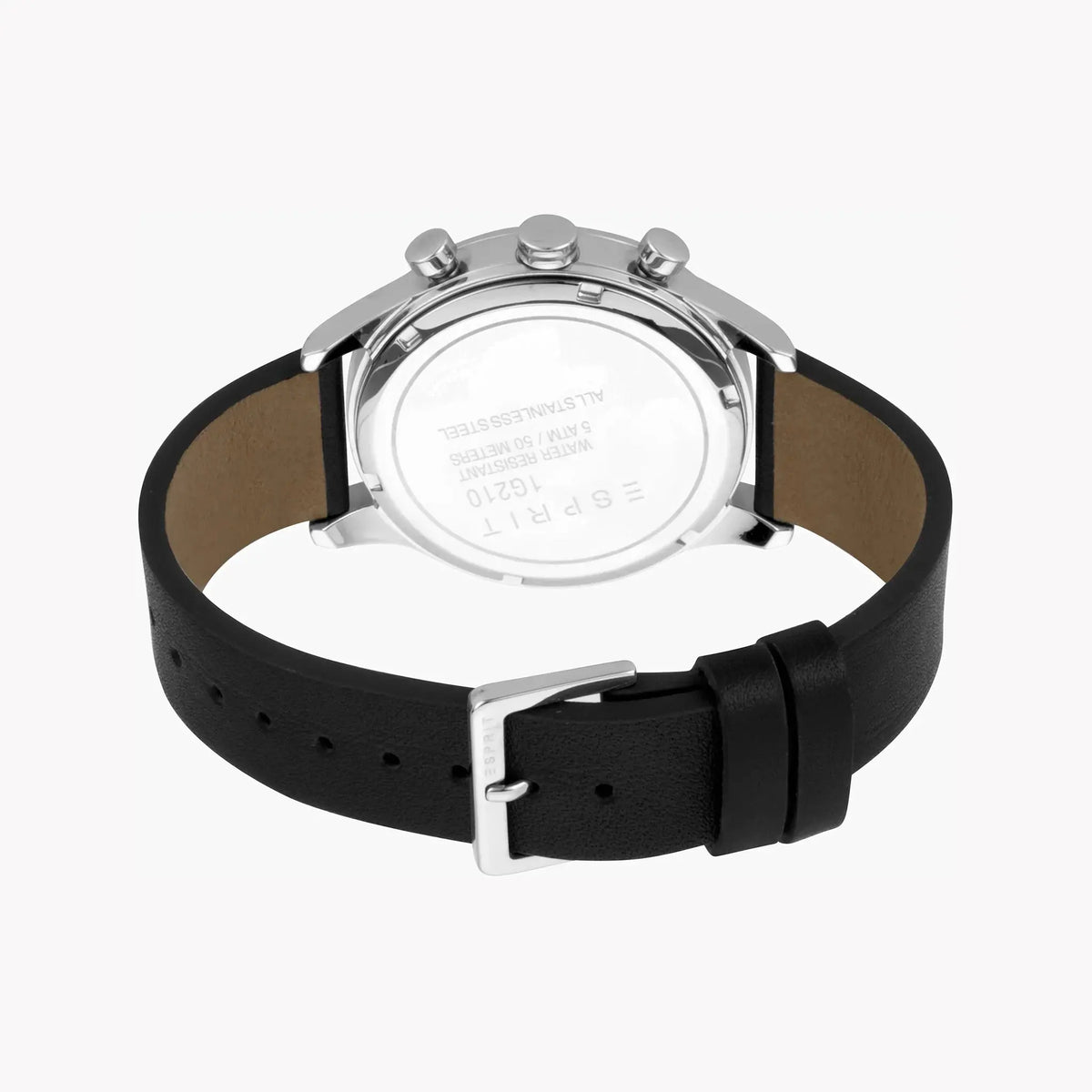 Esprit Men's Black Leather Watch, Silver Dial | ES1G210L0015 by ESPRIT