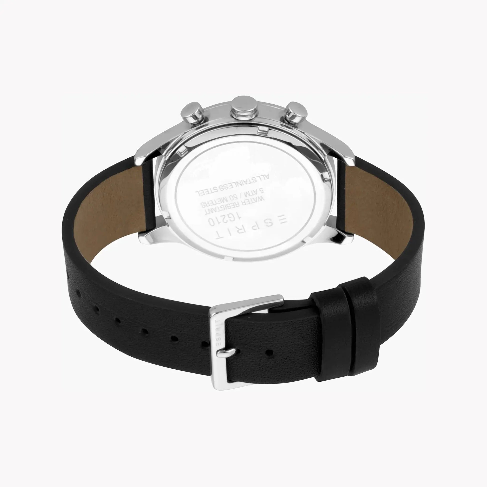Esprit Men's Black Leather Watch, Silver Dial | ES1G210L0015 by ESPRIT