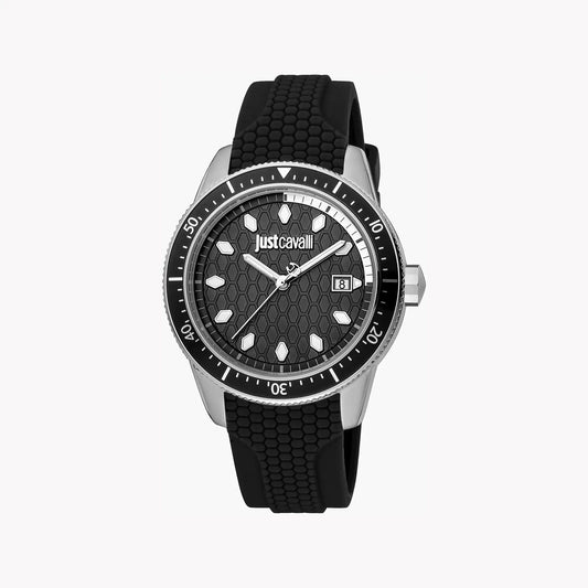 Just Cavalli Men's Black Silicone Watch, Silver Case | Jc1g179p0025 by JUST CAVALLI
