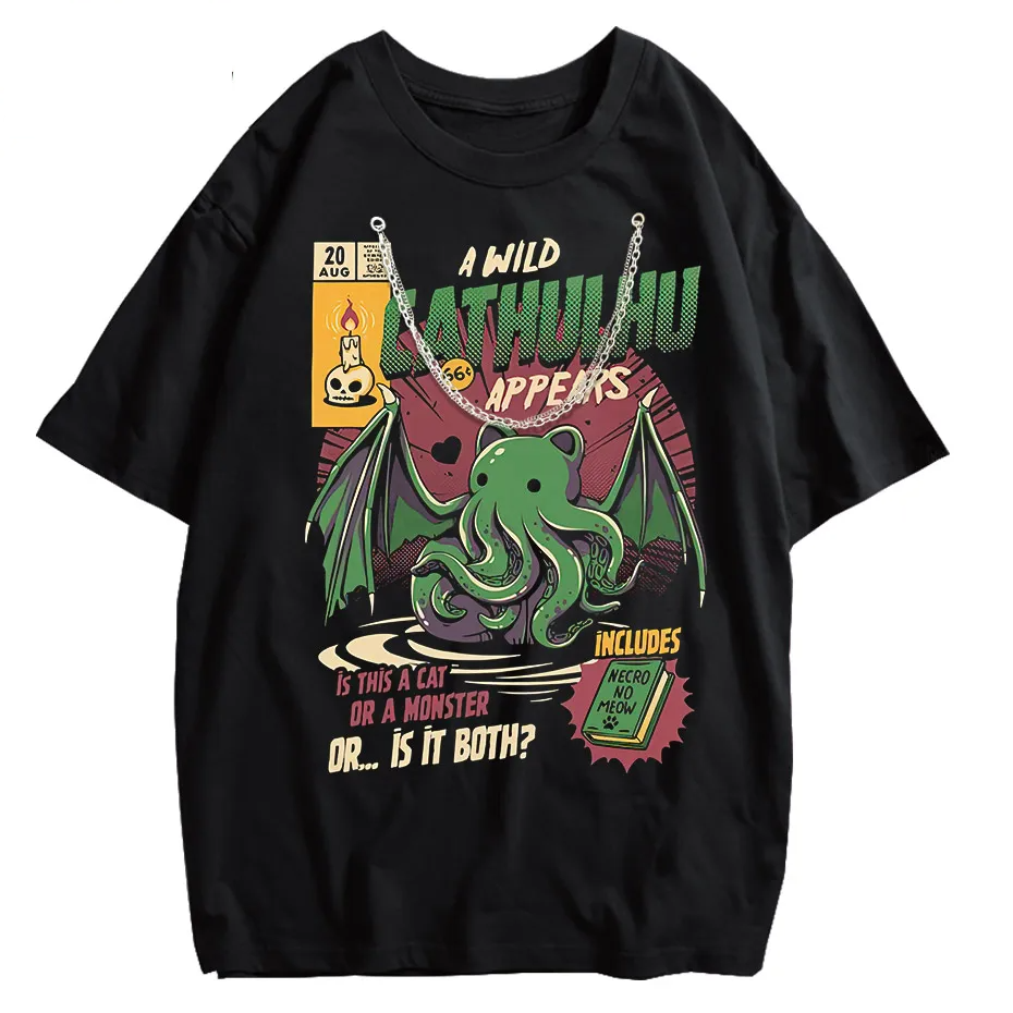 Cthulhu Graphic T-Shirt Men Short Sleeve Summer Tee by Vimost Shop