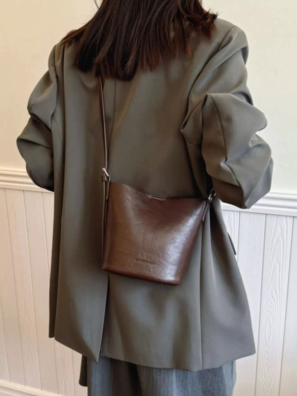 Leather Bucket Crossbody Bag by Partner Label