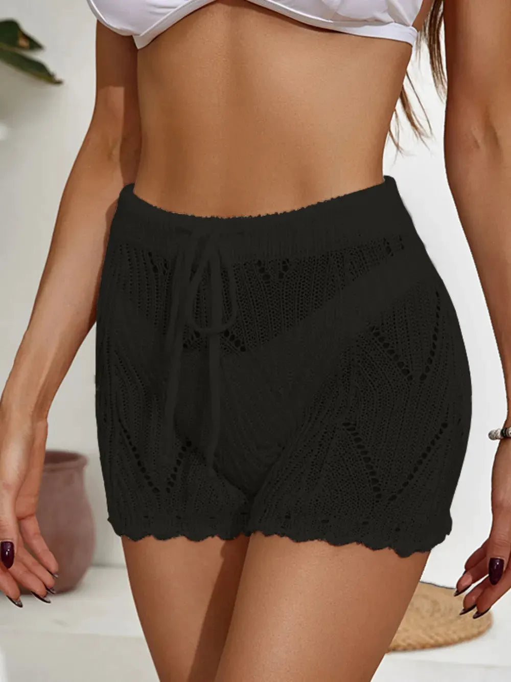 Drawstring Cutout Swim Shorts by Partner Label