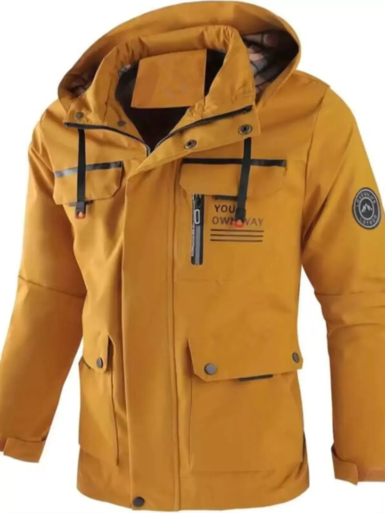 Men's Plus Size Hooded Outdoor Windproof Coat by Partner Label