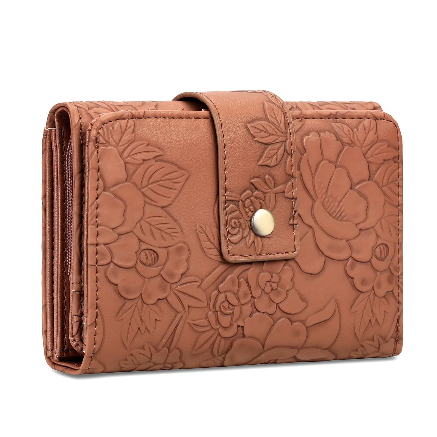 Floral Embossed Leather Wallet by Partner Label