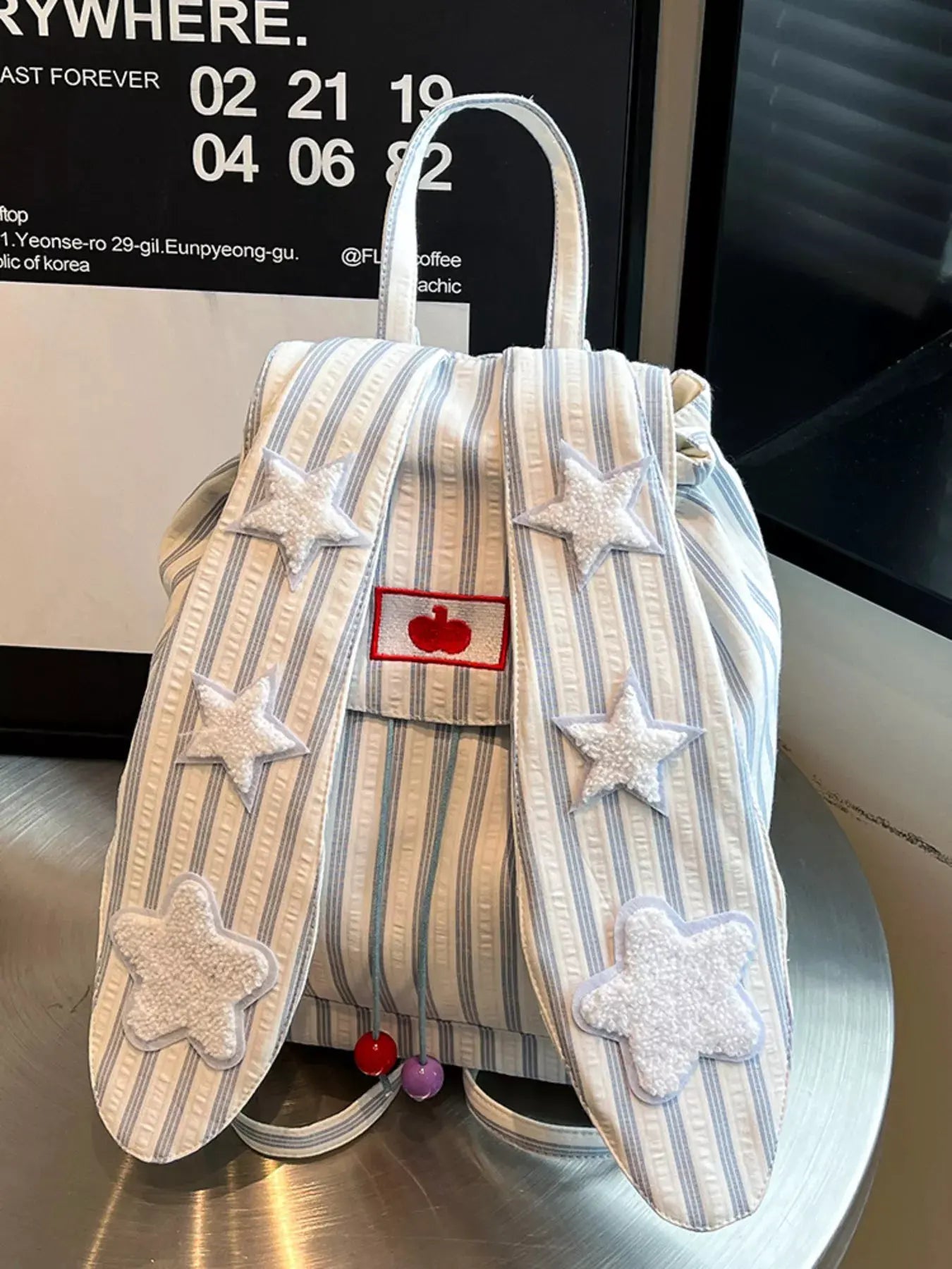 Striped Star Bunny Ear Backpack Bag by Partner Label