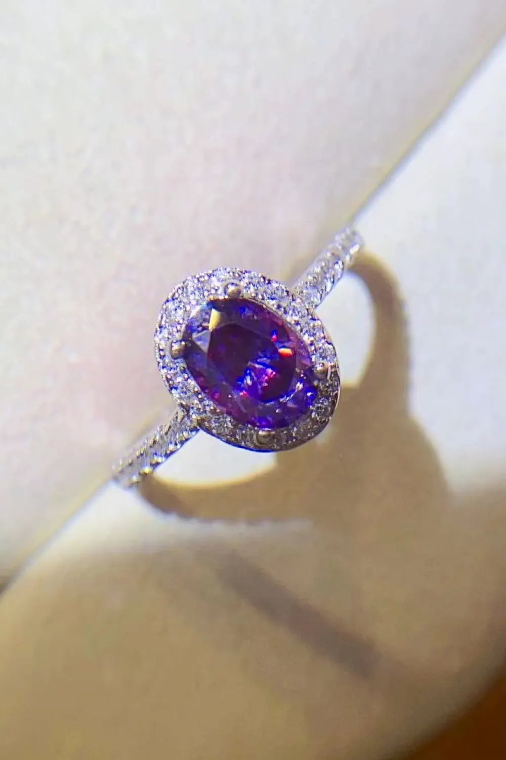 925 Sterling Silver 1 Carat Purple Moissanite Ring by Partner Label