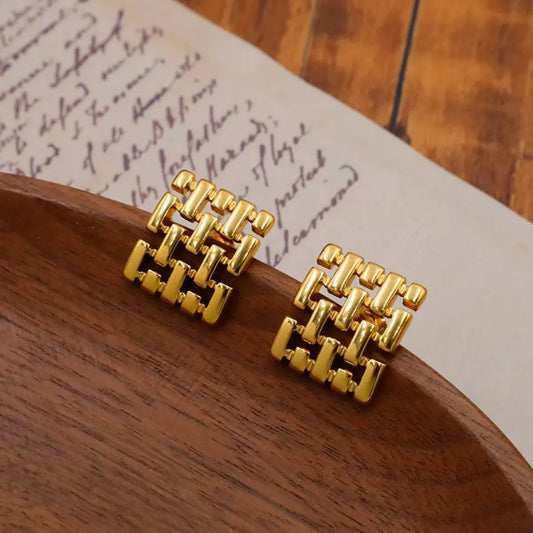 18K Gold-Plated Geometric Stud Earrings by Partner Label