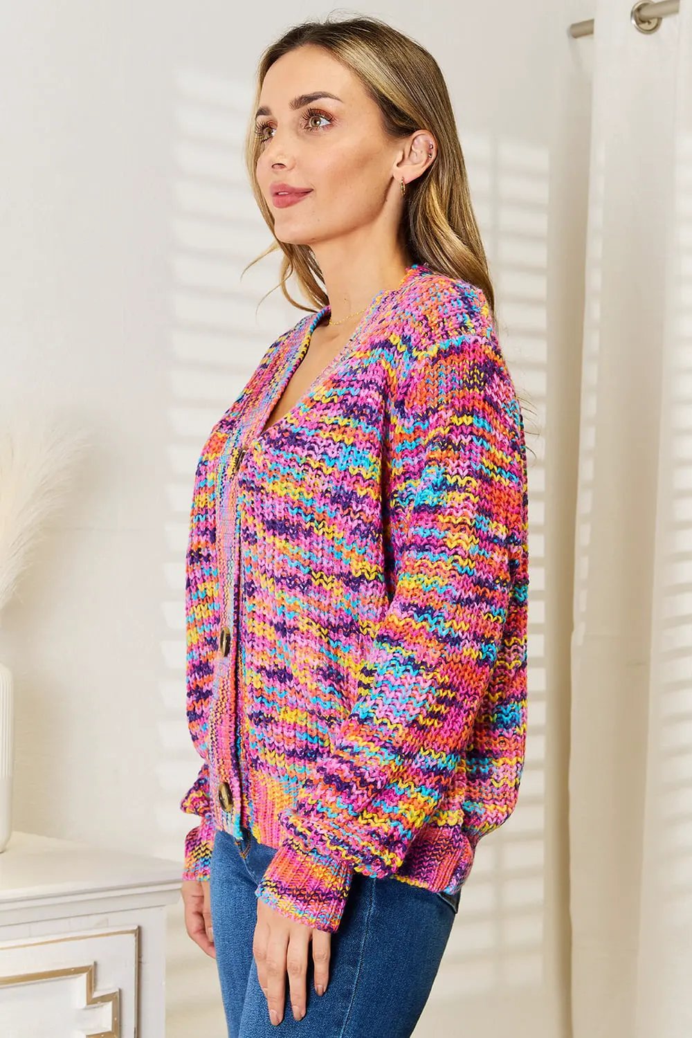 Angel Wings Woven Right V-Neck Long Sleeve Cardigan by Angel Wings