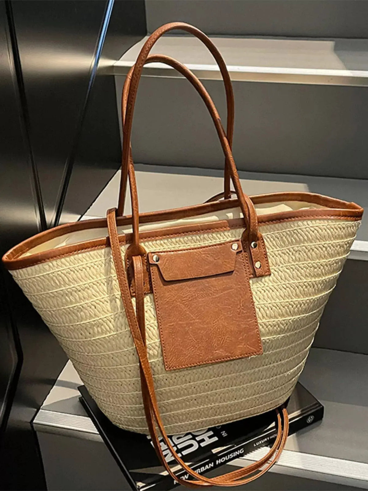 Woven Straw Tote Bag by Partner Label