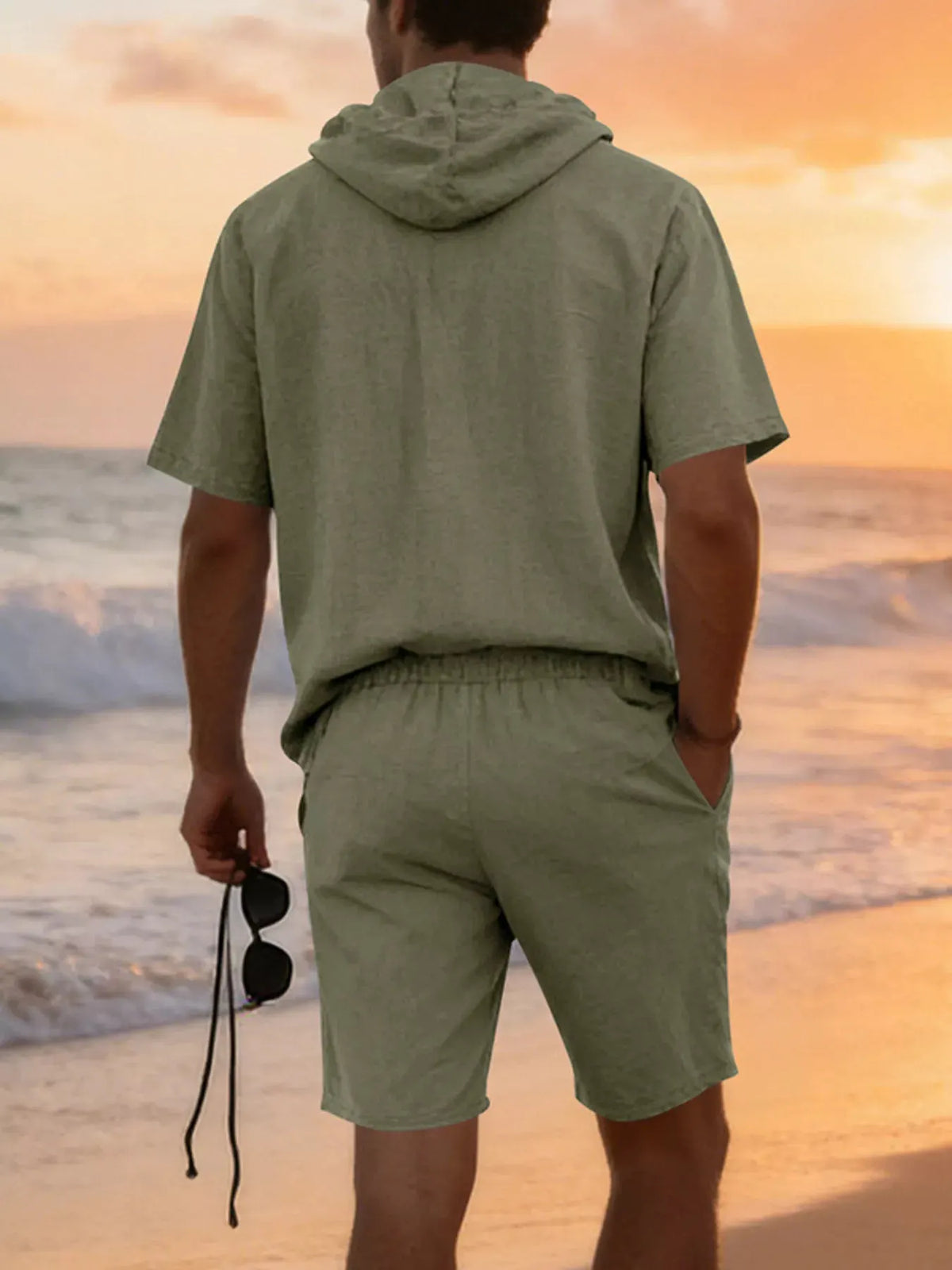 Men's Full Size Casual Short Sleeve Hooded Top & Shorts Set Plus Size by Trendsi