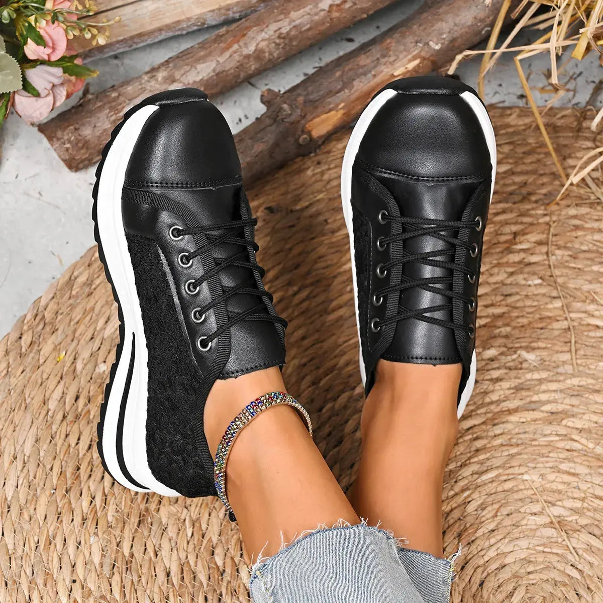 Lace-Up Platform Sneakers by Partner Label