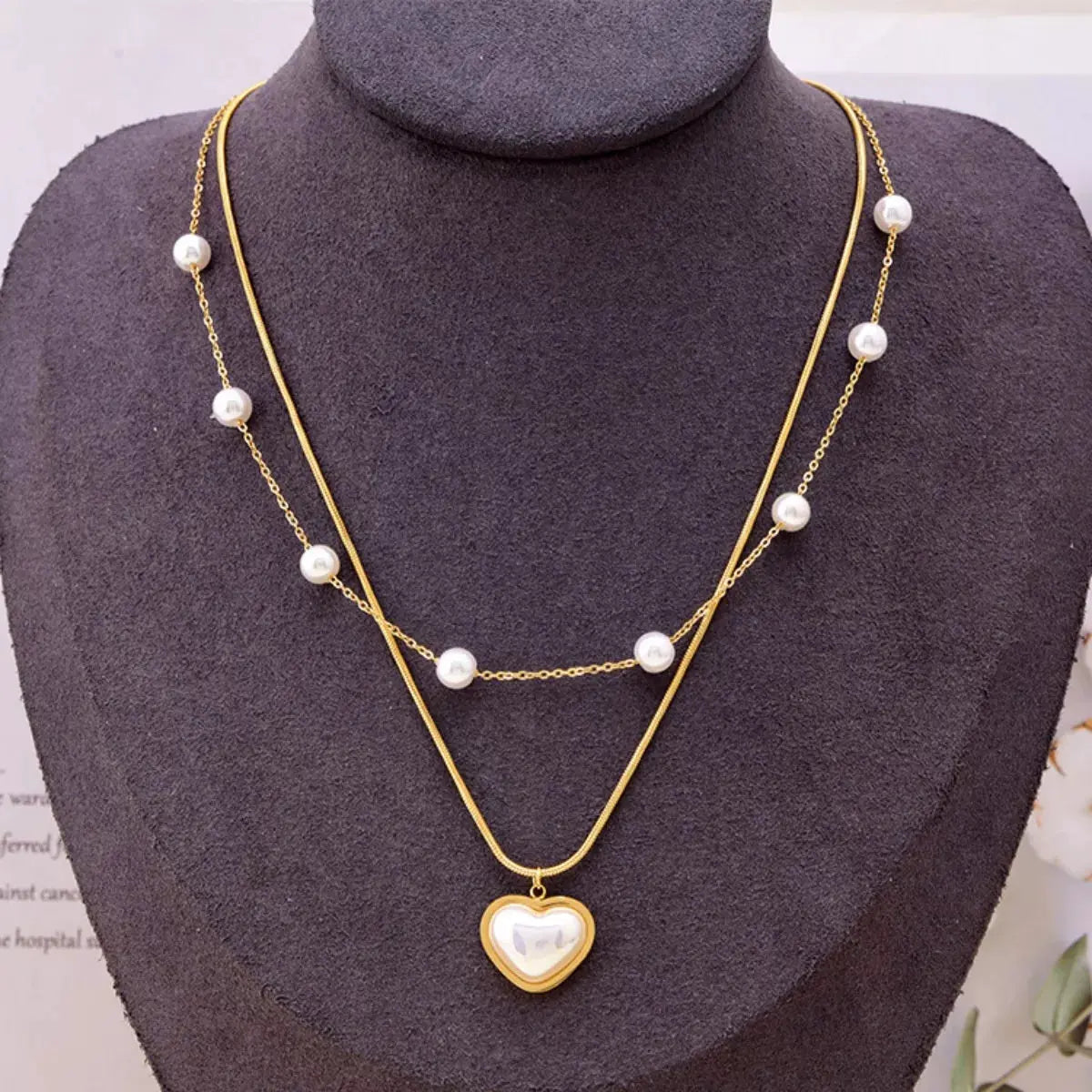18K Gold-Plated Double Layered Heart Necklace by Partner Labels