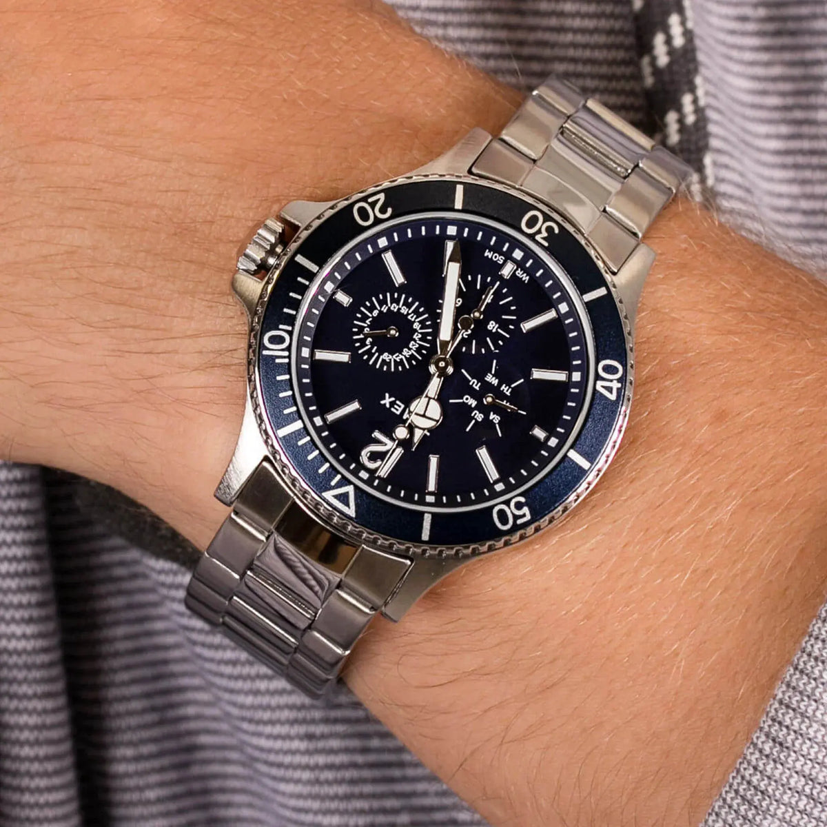 Timex Men's Silver Stainless Steel, Blue Dial | Tw2u13200 by TIMEX