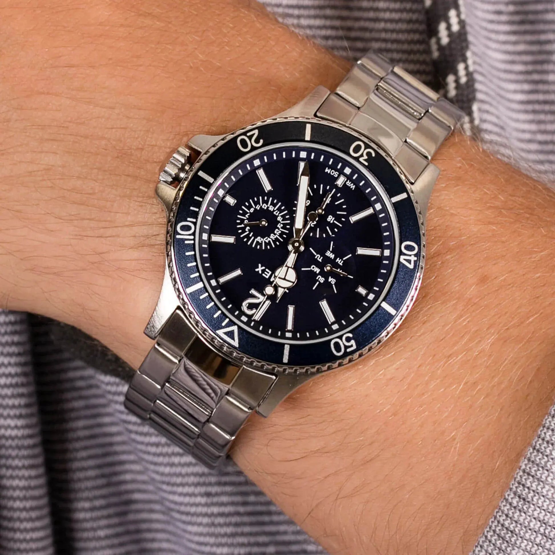 Timex Men's Silver Stainless Steel, Blue Dial | Tw2u13200 by TIMEX