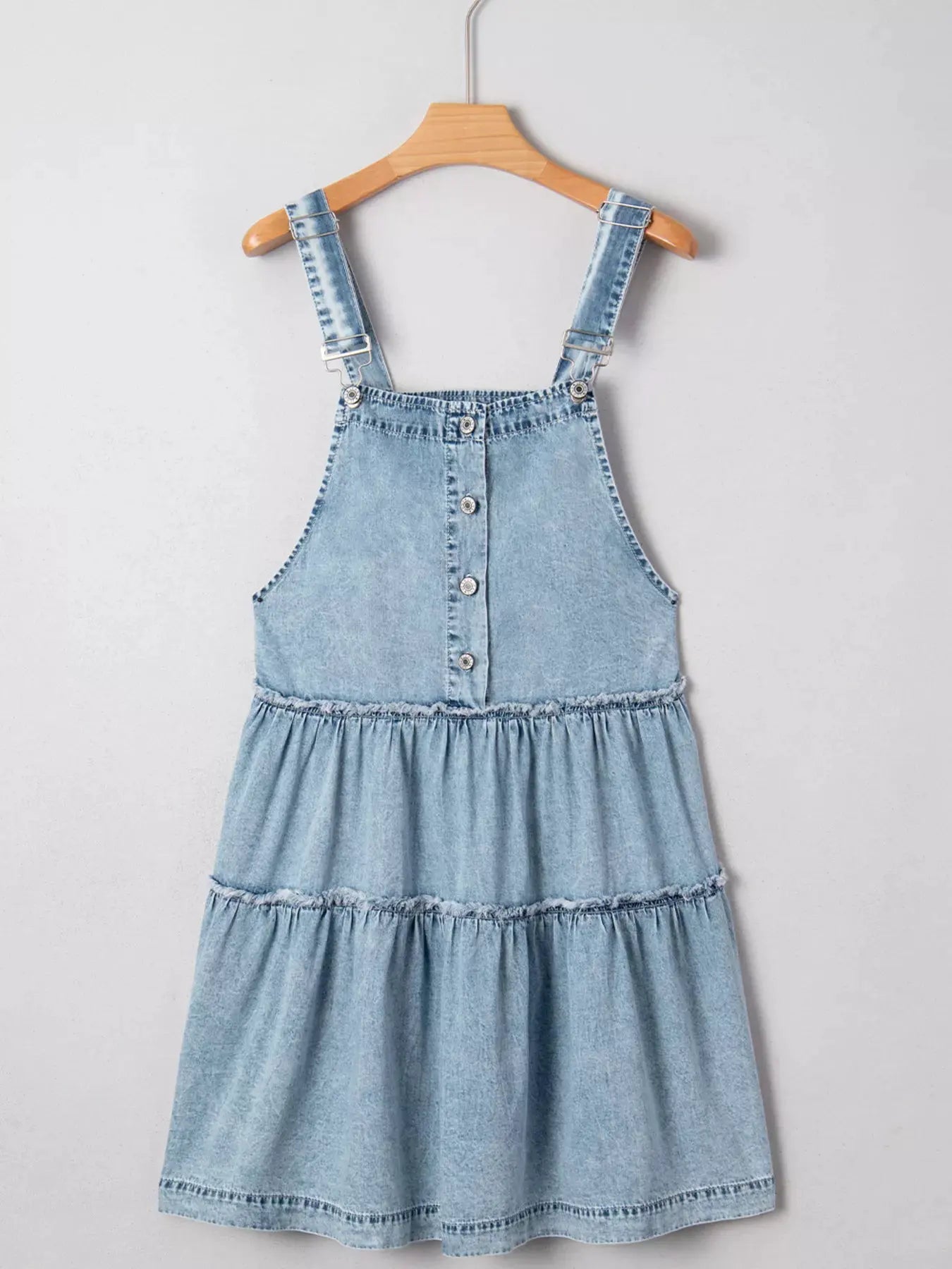 Tiered Flowy Overall Denim Dress by Partner Label