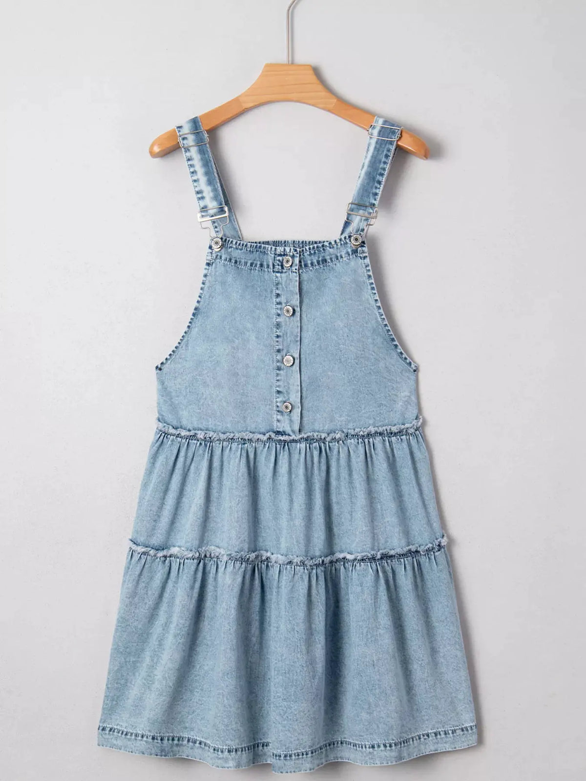 Tiered Flowy Overall Denim Dress by Partner Label