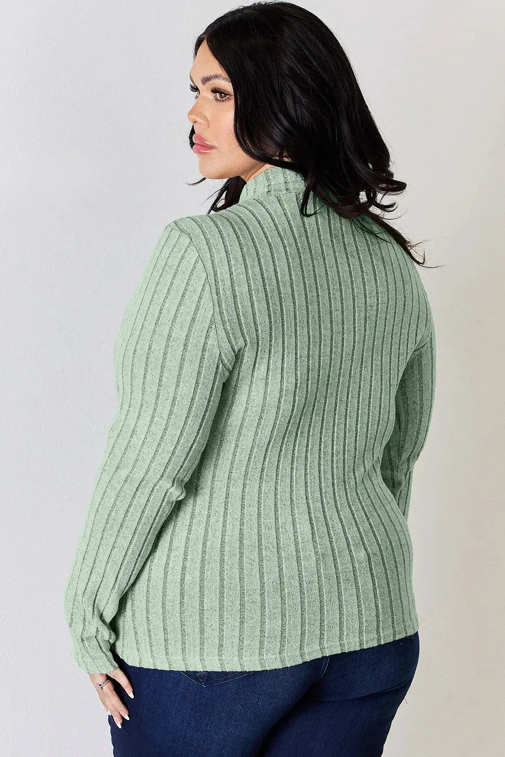 Basic Bae Full Size Ribbed Mock Neck Long Sleeve T-Shirt by Basic Bae