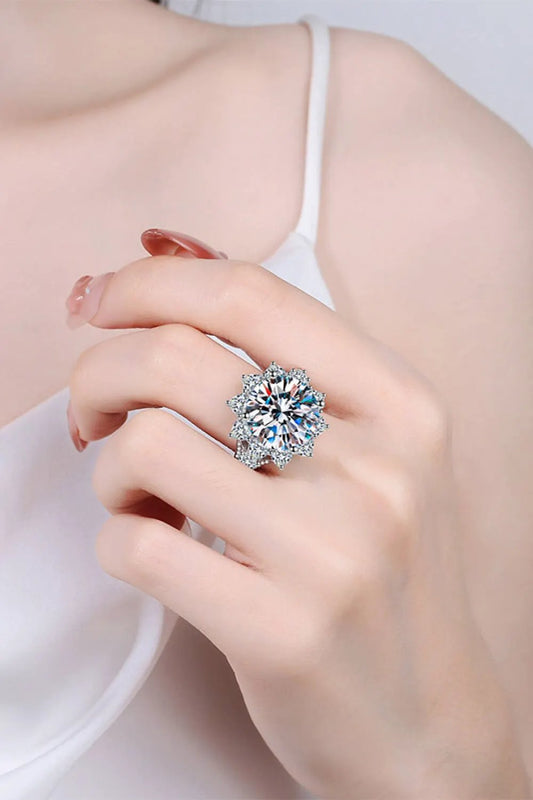 10 Carat Moissanite Flower-Shaped Ring by Partner Label