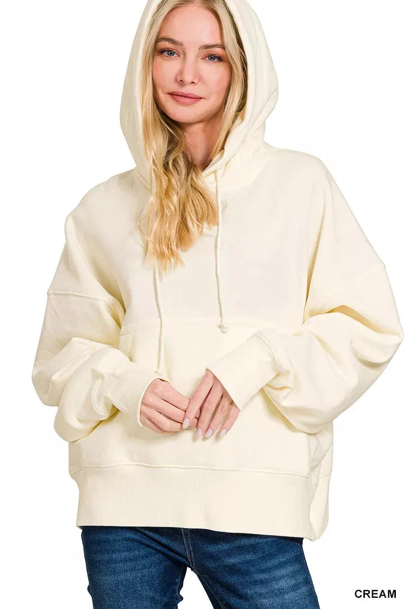 Zenana Oversized Fleece Kangaroo Pocket Hoodie by Zenana