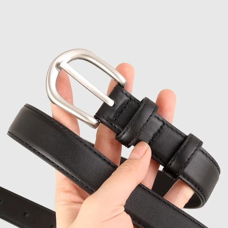 Classic Leather Belt with Silver Buckle by Trendsi