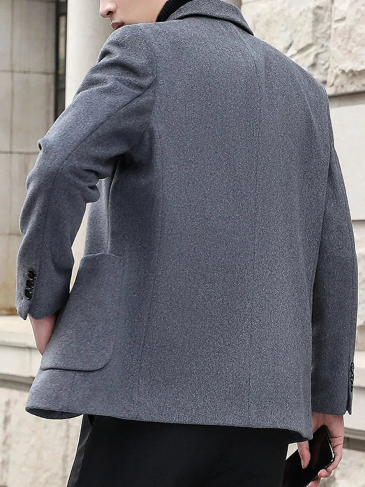 Men's Plus Size Lapel Collar Long Sleeve Blazer by Trendsi
