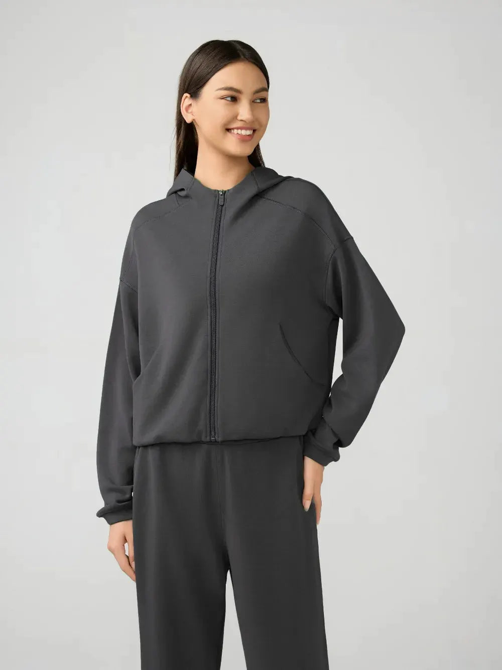 Millennia Zip Up Dropped Shouder Active Hooded by Millennia