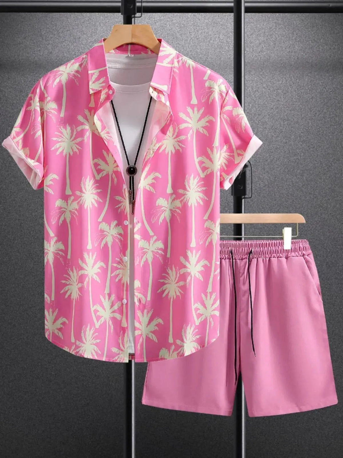 Men's Palm Tree Print Top and Shorts Summer Set by Trendsi