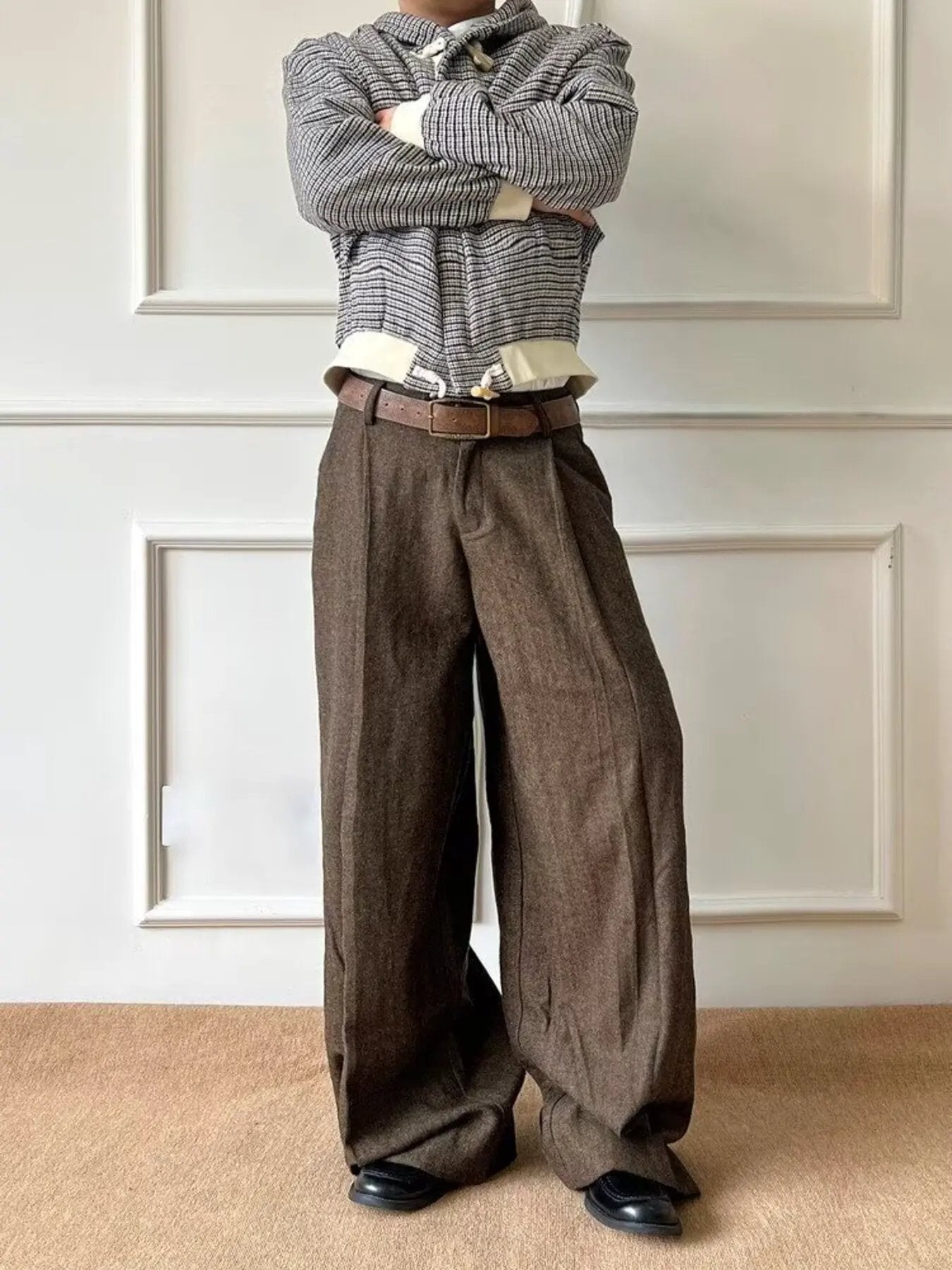 Men's Plus Size Wide Leg Pants with Pockets by Partner Label