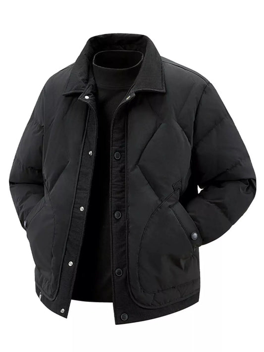 Men's Plus Size Quilted Snap-Down Padded Coat by Partner Label