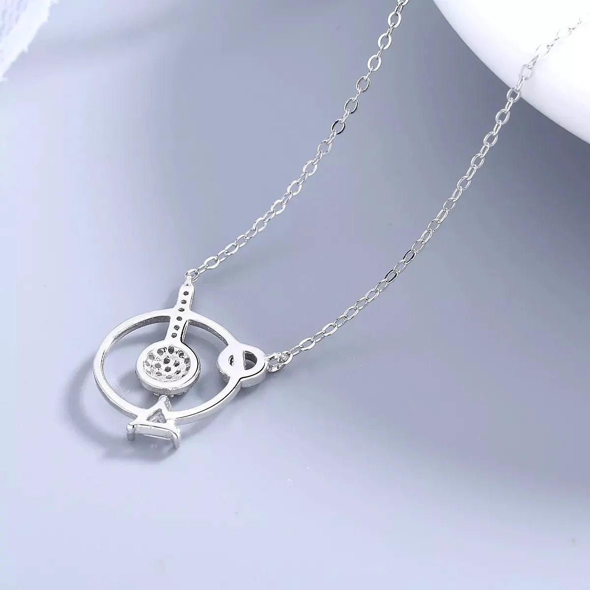 925 Sterling Silver Zircon Geometric Pendant Necklace by Partner Labels