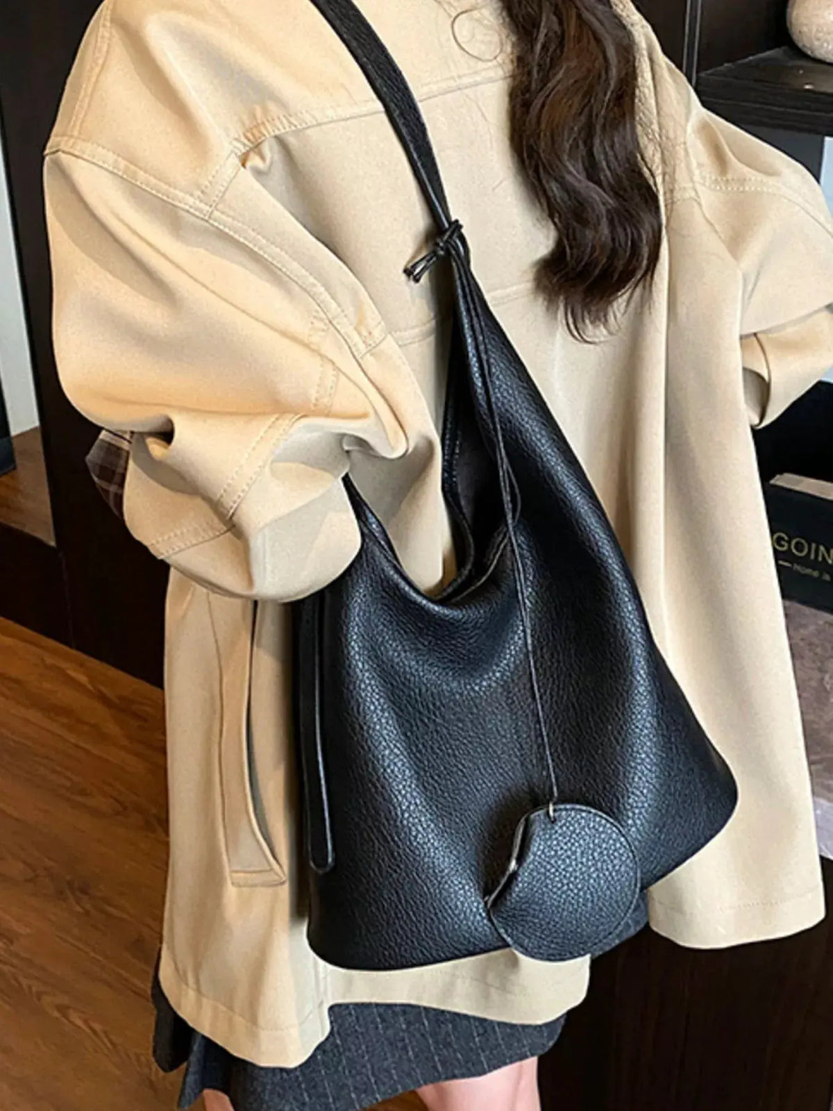 Solid Color Leather Handbag by Partner Label