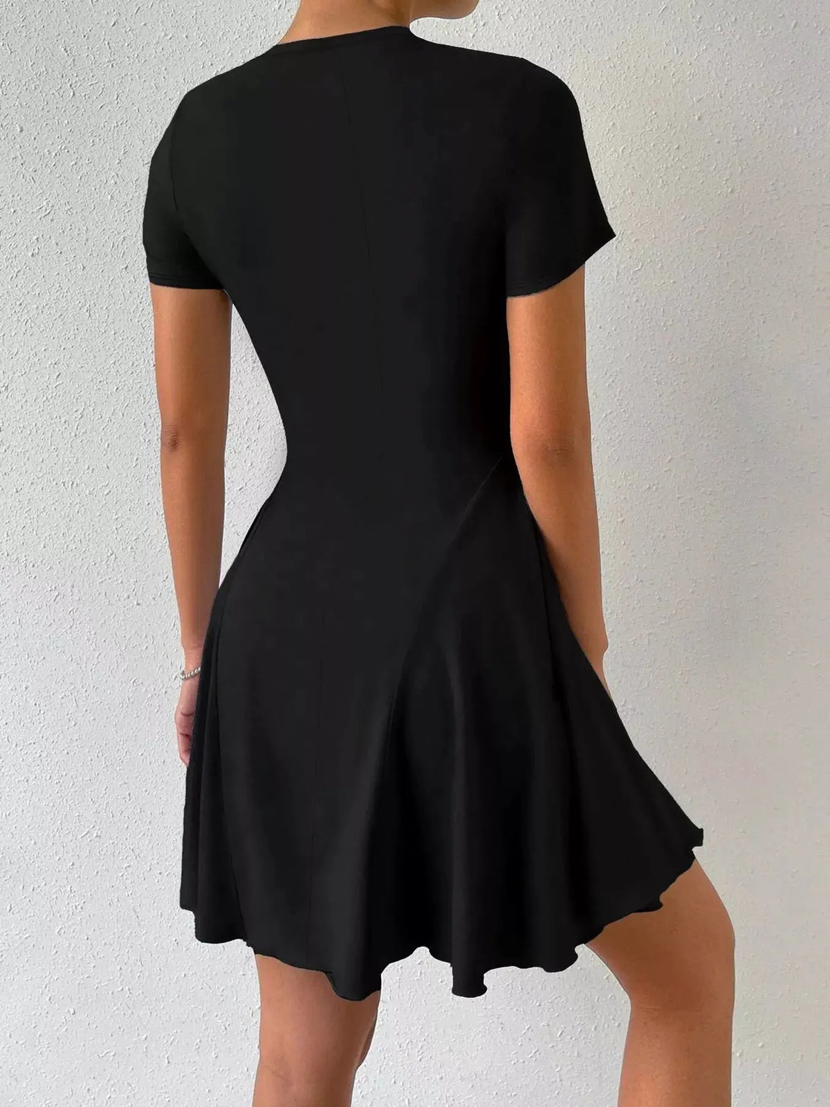 Round Neck Short Sleeve Mini Dress by Partner Label