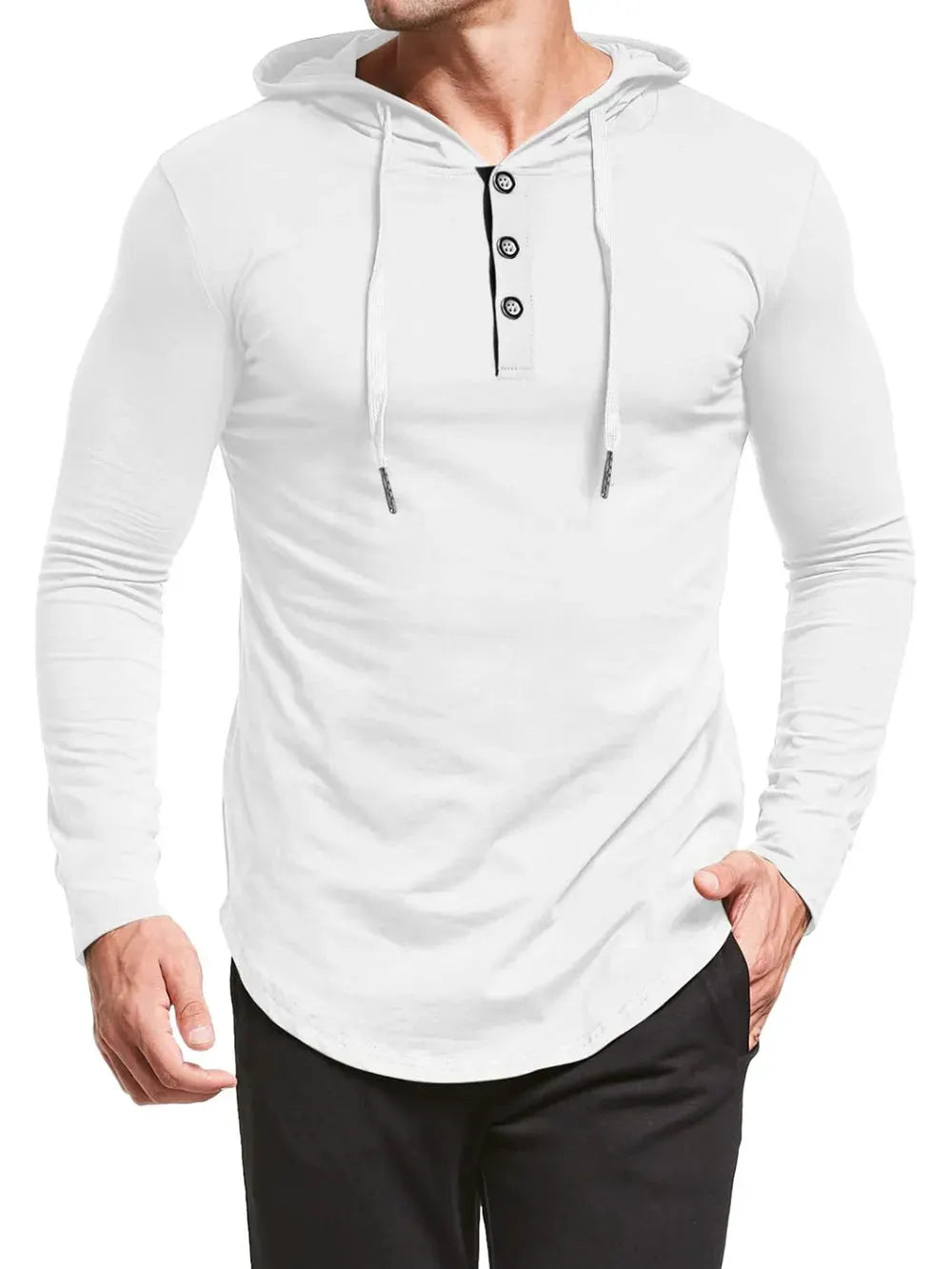 Men's Plus Size Drawstring Long Sleeve Hoodie by Trendsi