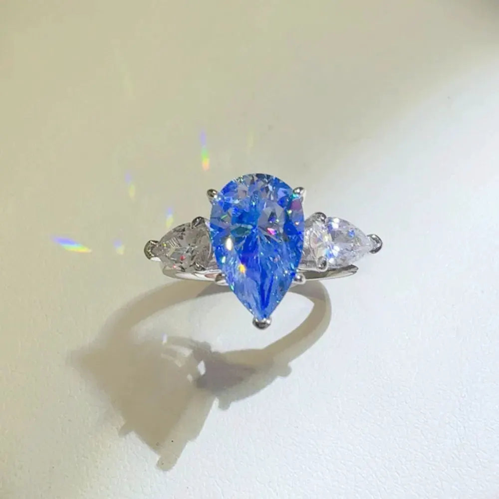 2 Carat 925 Sterling Silver Moissanite Teardrop Shape Ring by Partner Label