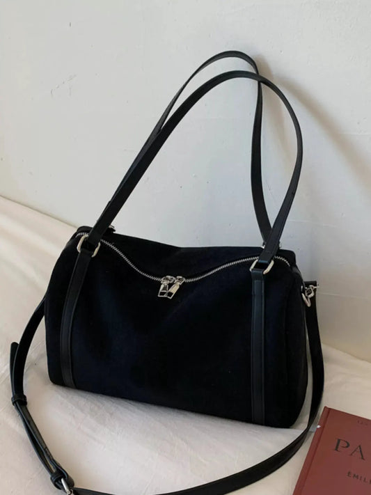 Suede Crossbody Bag with Zipper by Partner Label