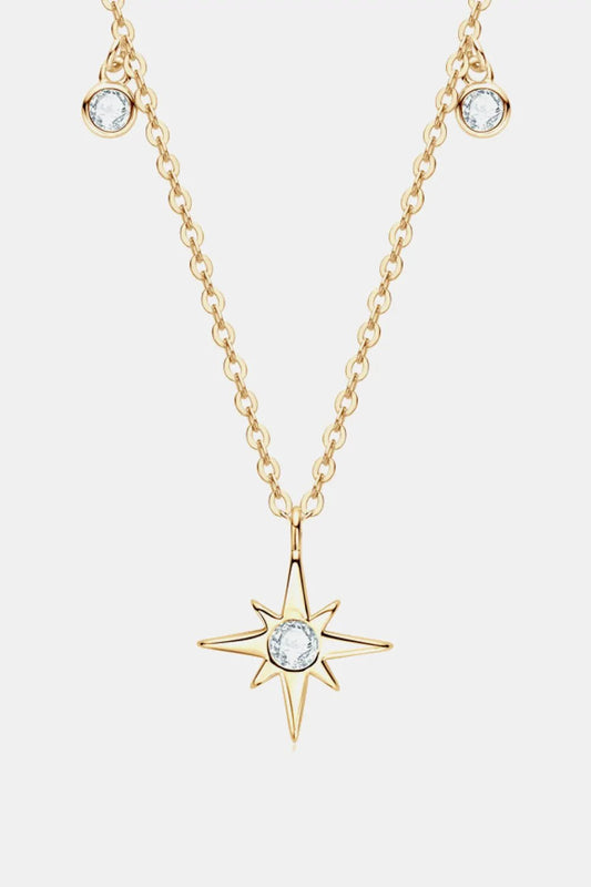 Moissanite North Star Pendant 925 Sterling Silver Necklace by Partner Label
