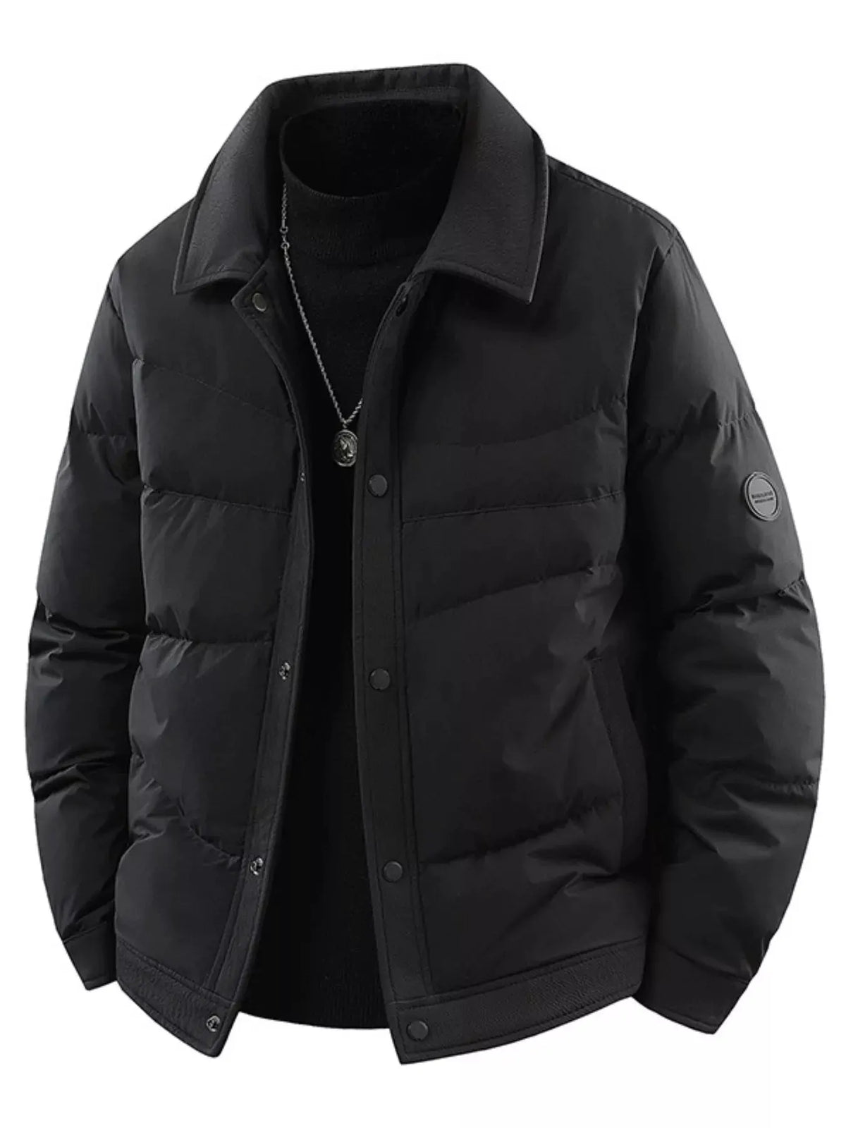 Men's Plus Size Snap Down Puffer Jacket by Partner Label