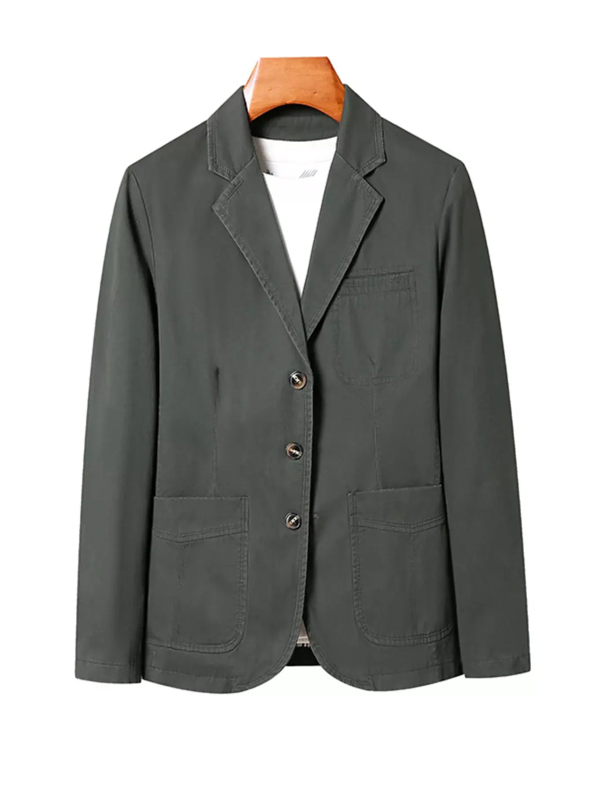 Men's Plus Size Lapel Collar Long Sleeve Blazer by Trendsi
