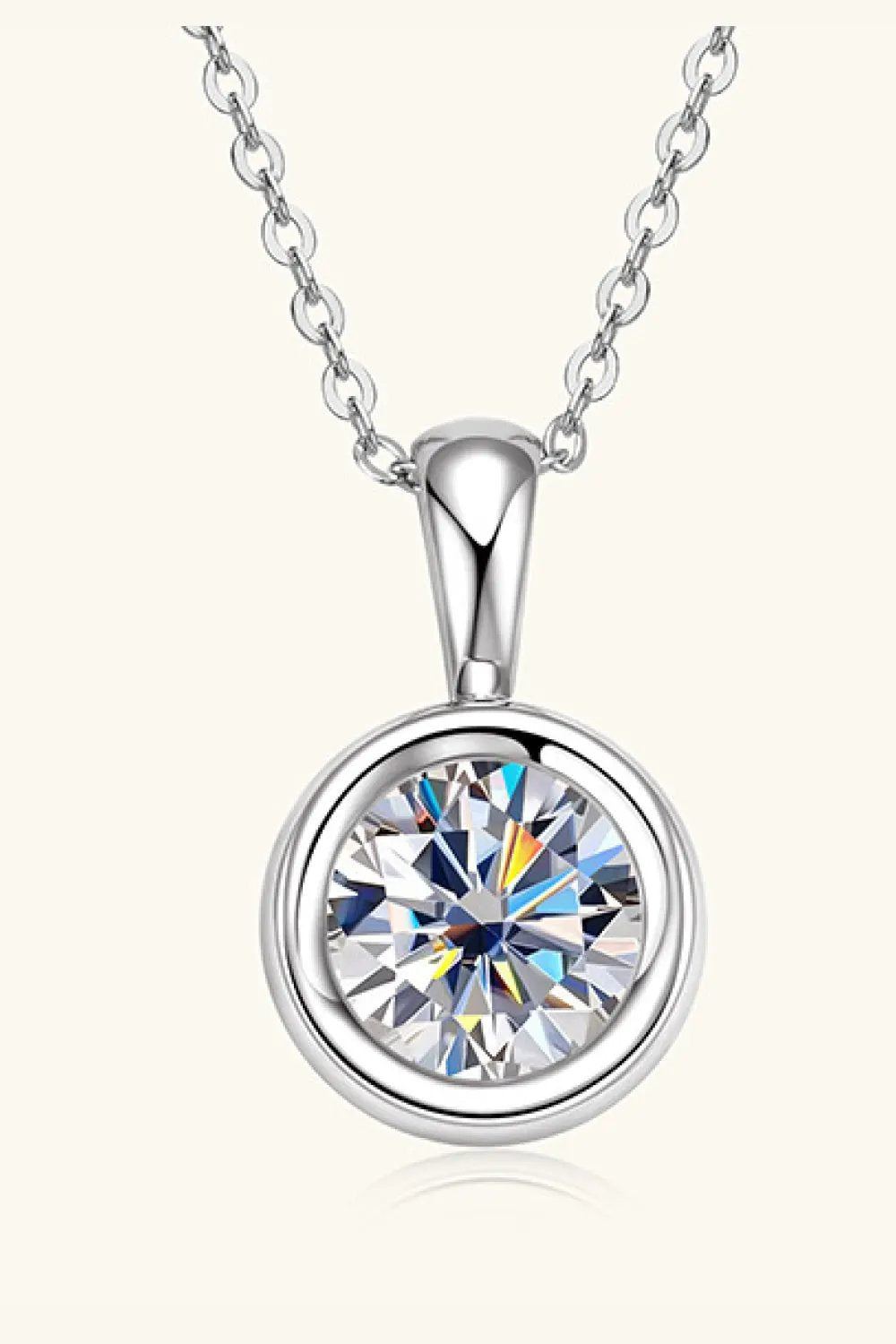 2 Carat Moissanite 925 Sterling Silver Necklace by Partner Labels
