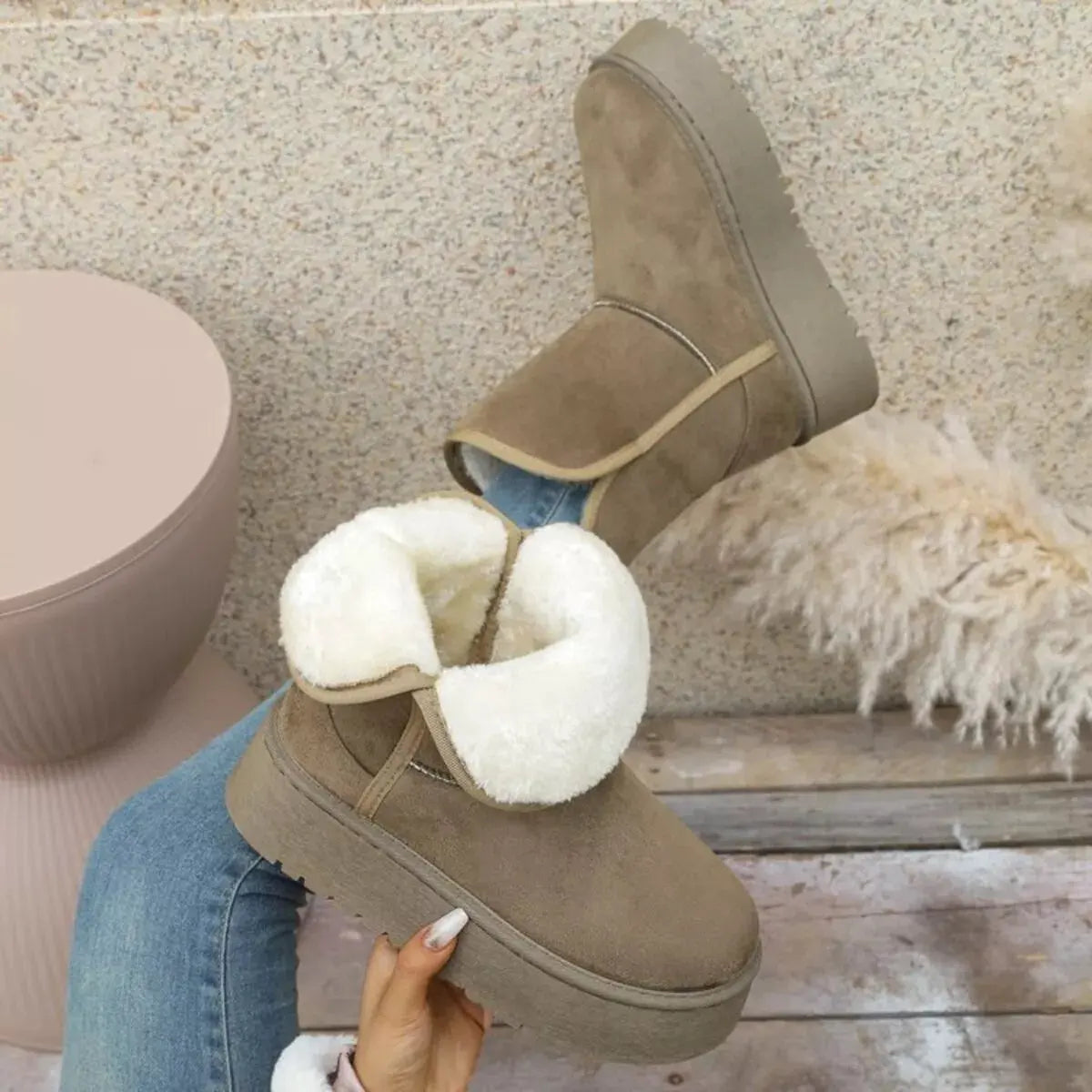 Round Toe Platform Boots by Partner Label