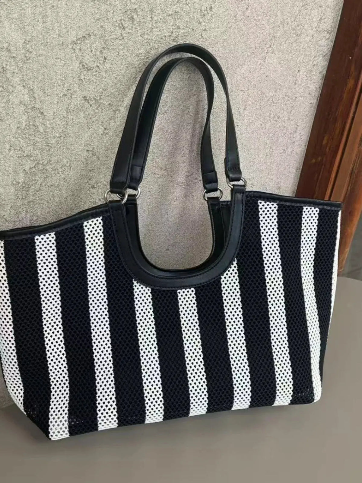 Contrast Striped Tote Bag by Partner Label