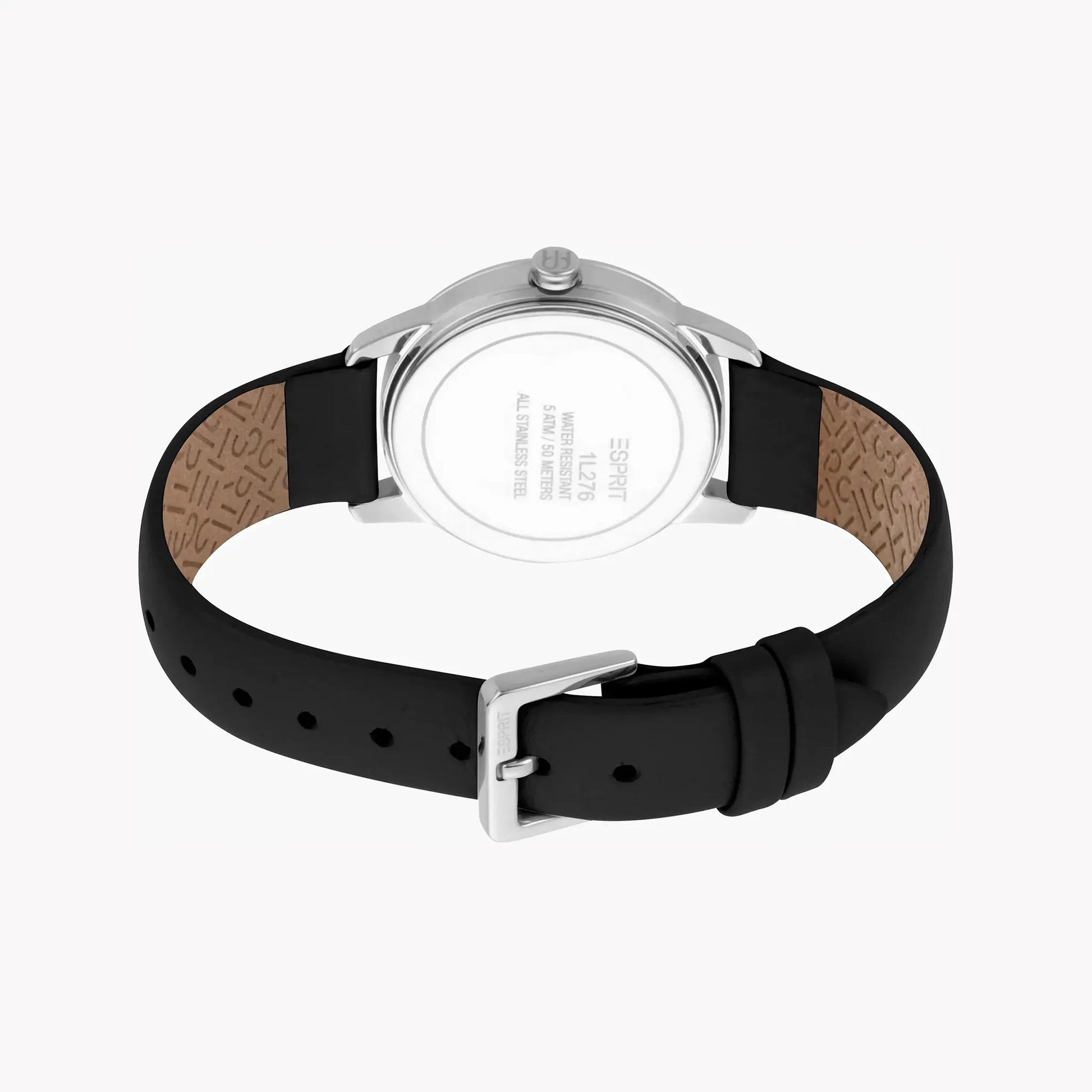 Esprit Women's Black Leather Watch, Silver Dial | Es1l116m0055 by ESPRIT