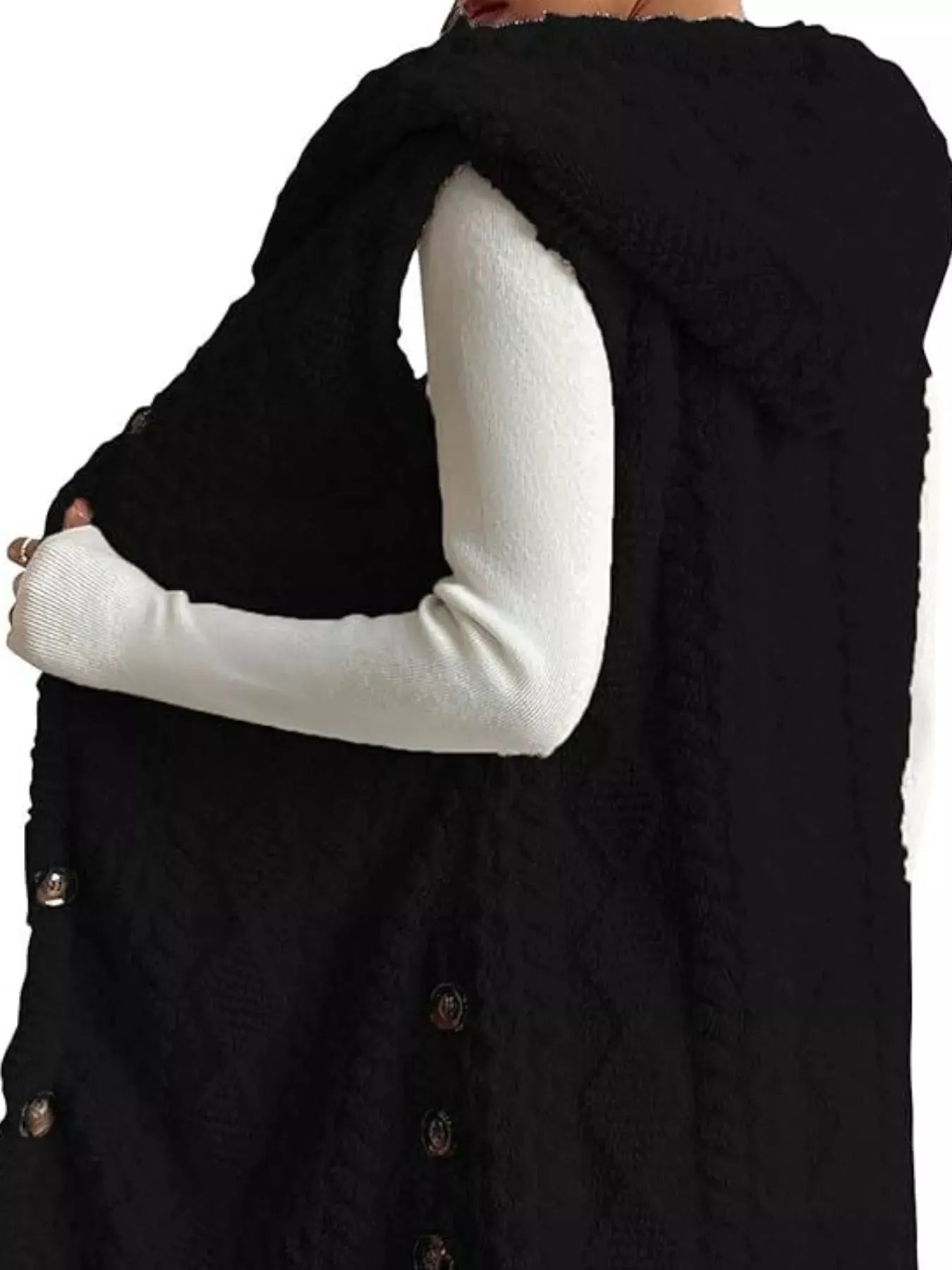 Button‑Down Sherpa Hooded Vest Coat | Partner Labels Selection by Partner Label