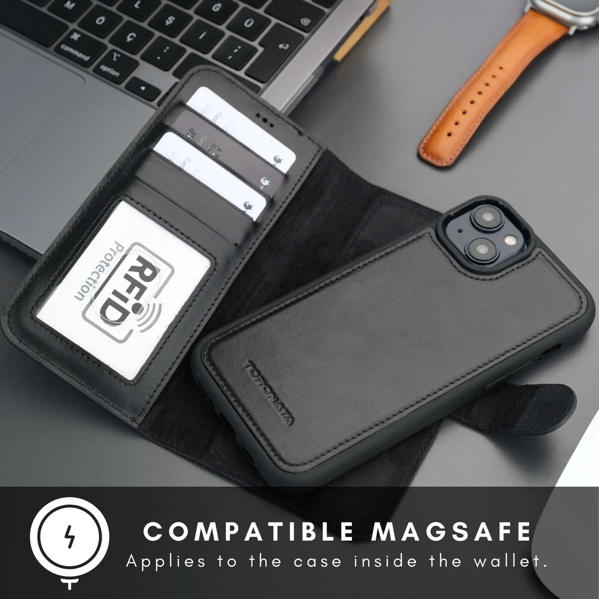Casper Leather iPhone 14 Plus Wallet Case | MagSafe by TORONATA