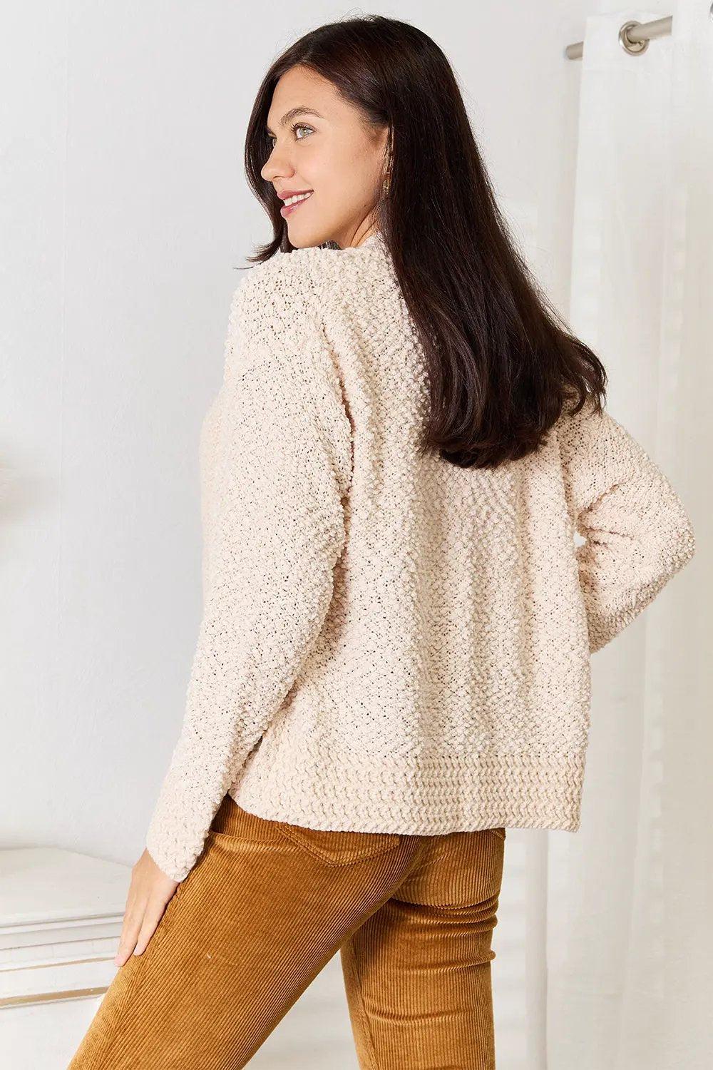 Double Take Open Front Long Sleeve Cardigan by Double Take